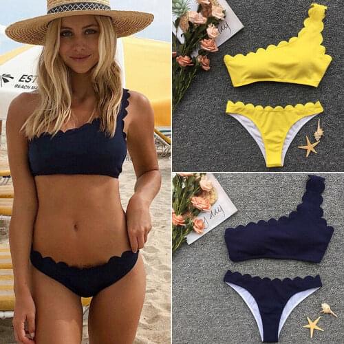 Sexy Women Bikini Set Bathing Suit One Shoulder Swimwear Swimsuit Tankini Padded
