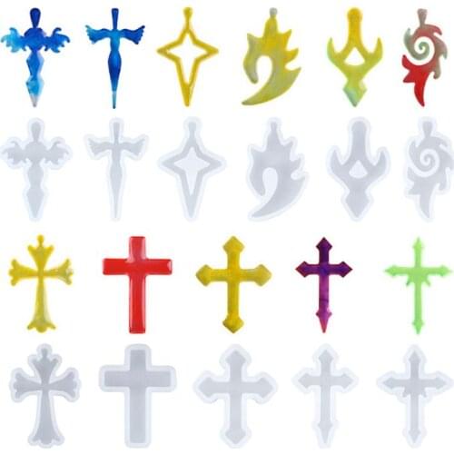10Pcs/Set Silicone Mold Mirror Cross DIY Cross Jewelry Pendant Making Tool Craft