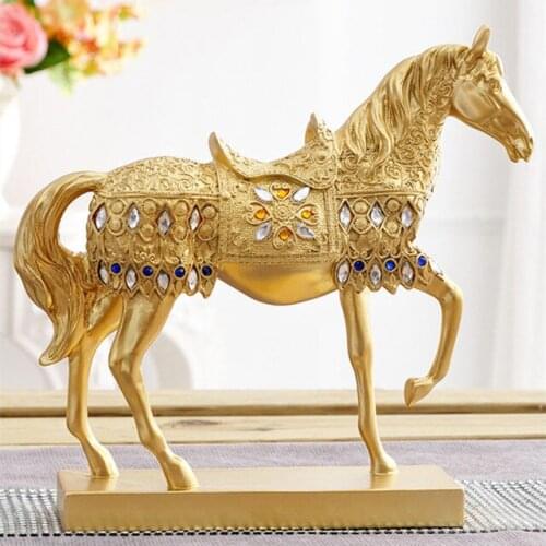 NORDIC FASHION GOLDEN HORSE STATUE RESIN ORNAMENTS STATUE HOME DECORATION ACCESSORIES SCULPTURE RESIN ART CRAFTS DECORATION
