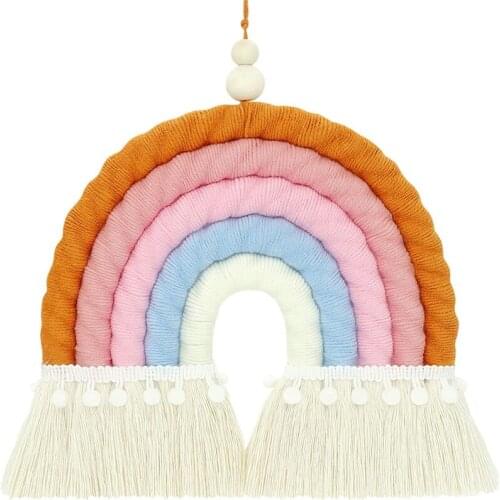 Nordic Rainbow Wall Decor Macrame DIY Rope Handmade Woven Decorative for Kids Room Suitable for Festival Ornaments Toddler Gifts