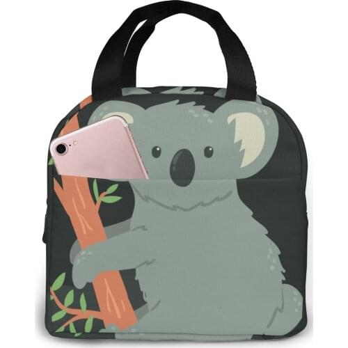 Koala With Australia Map Cooler Bag Portable Zipper Thermal Lunch Bag Convenient Lunch Box Tote Food Bag