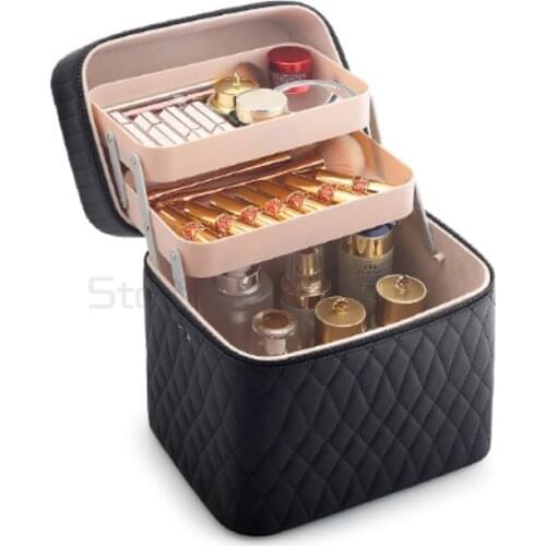 Large capacity net red cosmetic bag womens portable handbag advanced sense storage case PU leather large capacity waterproof