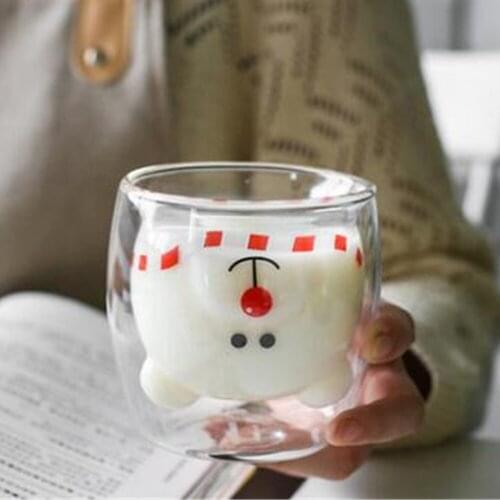 Bear Heat Resistant Double Wall Glass Cup Beer Coffee Water Cups Transparent Cup Wholesale Drink Glass Set