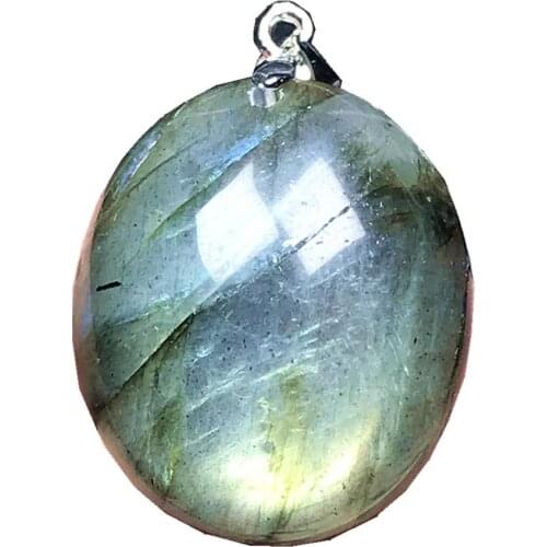 Top Natural Labradorite Pendant Jewelry For Woman Man Yellow Blue Light Crystal 25x21x10m Beads Silver Moonstone Gemstone AAAAA