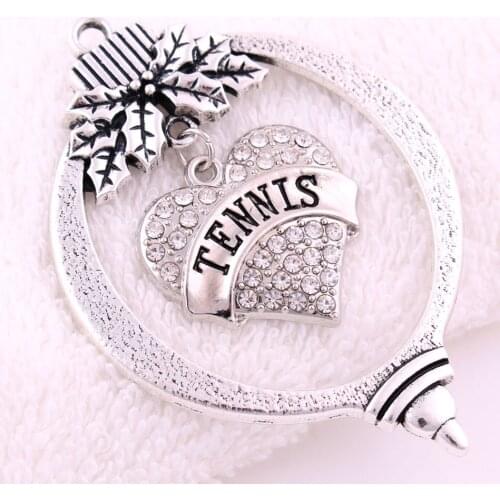 TENNIS Heart Ornament is Embellished & Dangles inside Mistletoe Bulb.Will be Cherished for Generations