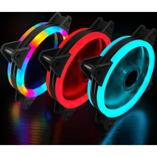 12cm Dual RGB Light Circle Mute Cooling Fan Cooler Radiator for Computer Case Cooling Fan Cooler