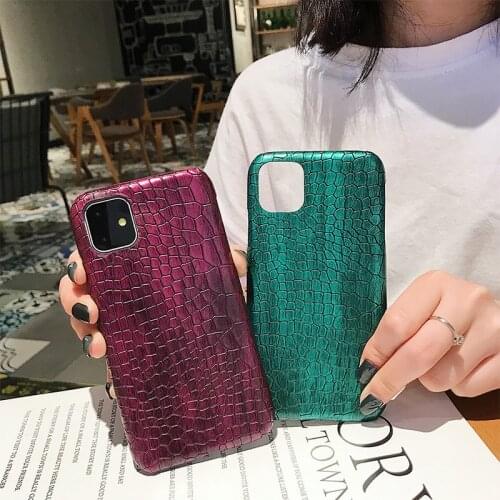 Hot selling Full Body Protective Shell Compatible with IPhone Recycled PU Leather Crocodile Print Phone Case