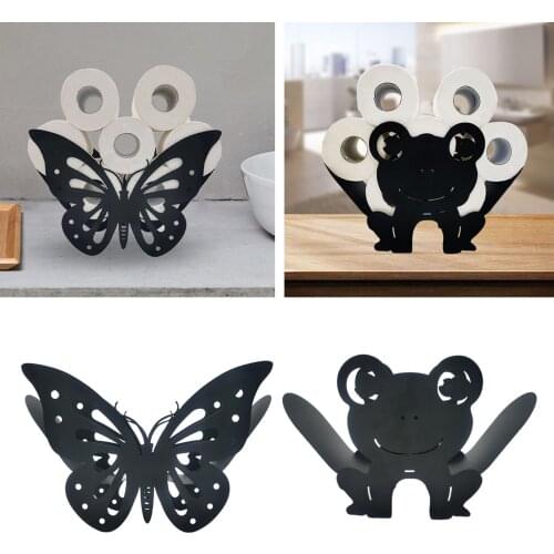 Iron Rack Black Toilet Paper Roll Holder Storage Stand Free Standing Statue