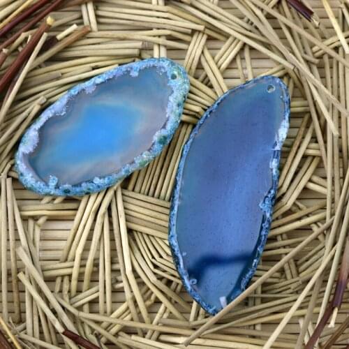 New Summer Brazilian stone Irregular Natural Stone Pendant Statement Necklace Women Bijoux 10pcs Blue stone Slices Pendant DIY