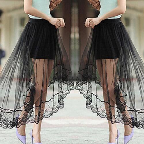 Women Lace Half Slips Skirt Knee Length A Line Underskirt Extender Black /White