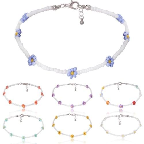 Bohemian Handmade Beaded Flower Choker Necklace Femme Fashion Jewelry Drop Shipping Summer Women Collares Collier