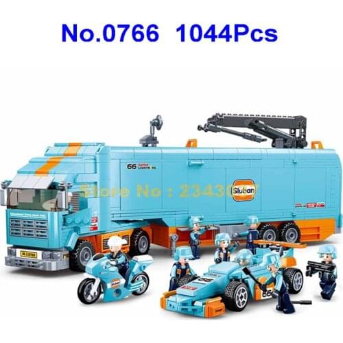 0766 1044pcs Racer Champion Super Racing Car Transport Truck Motorcycle Building Blocks Toy