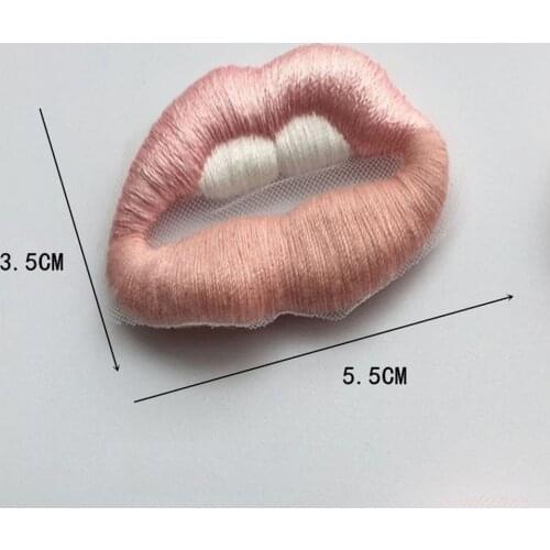 1pc embroidery lip patches for clothing 3D mouth embroidered sew on Patches DIY parches Embroidery appliques pink parch ropa