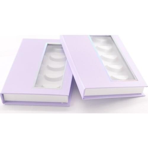 10/pack Wholesale Eyelash Packaging Box 5pairs Lash Book Custom Faux Cils 3d Mink Lashes Strip Purple Storage Empty Case Vendors