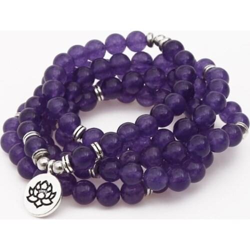 108 beads 8mm elastic adjustable Lotus life tree Buddha OM eye Chakra Reiki agate Onyx Bracelet necklace tyh34d