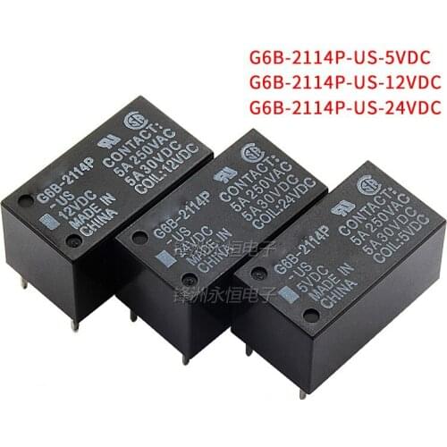 2PCS/lot Relay G6B-2114P-US-5VDC G6B-2114P-US-12VDC G6B-2114P-US-24VDC 6PIN 5A