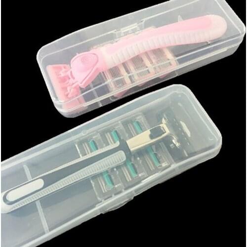 2pcs Portable Universal Handle Shaver Storage Box Full Transparent Shaver Storage Box Plastic Case Razor Box