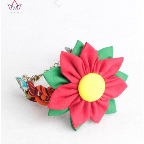 2020 BRW Brand New Large Ankara Kente Handmade Bangles African Print Fabric Flower Design Bangles gifts for women WYB120