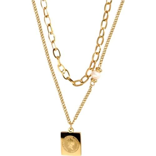 316L Stainless Steel Personality Punk Hip Hop Princess Portrait Pendant Double Thick Chain Necklace No Fade