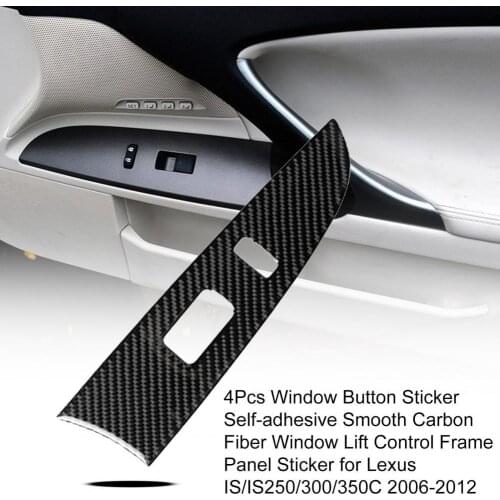 4Pcs Window Button Sticker Self-adhesive Carbon Fiber Window Lift Control Frame Panel Sticker for Lexus IS/IS250/300/350C 06-12