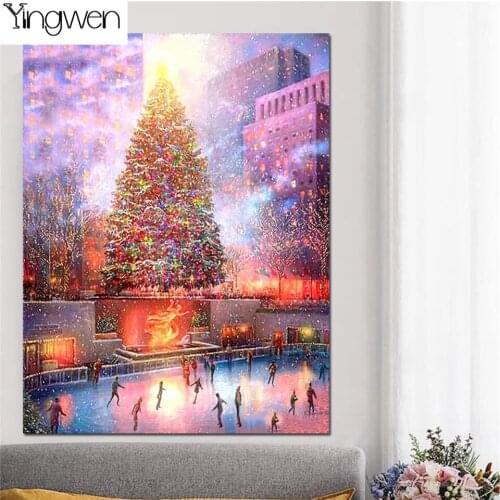 5D DIY Diamond Painting Art Christmas Tree Plaza Full Diamond Embroidery Sale Rhinestone Picture Mosaic Cross Stitch Home Decor