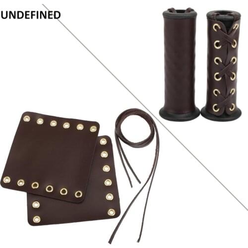 7/8" 22mm Motorcycle Hand Grips Vintage Leather Handlebar Grips Throttle Wraps For Indian Chief Classic Roadmaster Poignee Moto