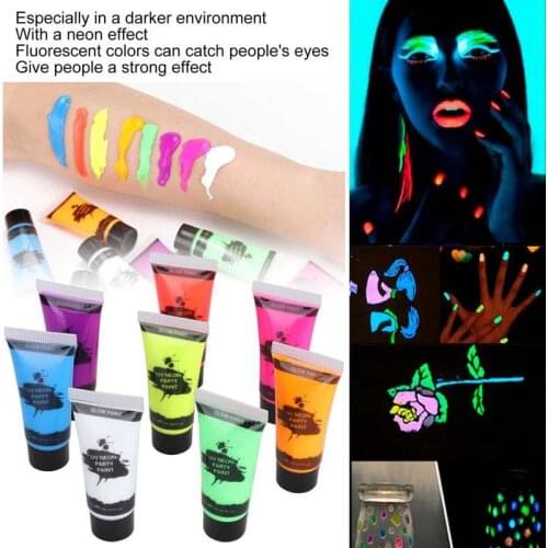 8pcs 10ml Body facPaint Set Makeup Fluorescent Luminous color Body Face Paints for Christmas Halloween Costume Party make up