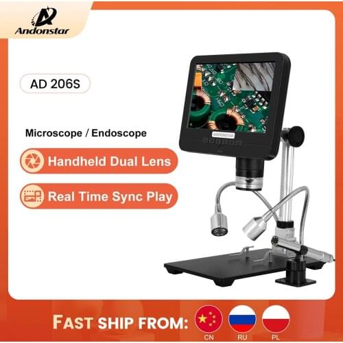 Andonstar Dual Lens Digital Microscope Endoscope 7 inch LCD Disaply For PCB Phone Repair SMD/SMT Soldering Tools 3D HD Magnifier