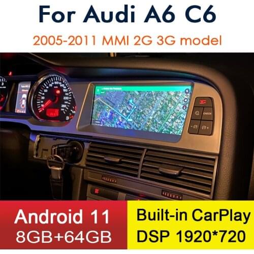 Android 10.0 Wireless CarPlay 6+64GB For Audi A6 C6 4f 2005~2011 MMI 2G 3G Car Multimedia Player GPS Navi Stereo WiFi Bluetooth