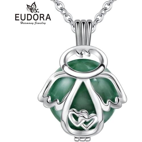 EUDORA 20mm angel Cage Harmony Ball Musical Pendant Angel Caller Bola Necklace For Baby Pregnancy Jewelry Gift Idea K362