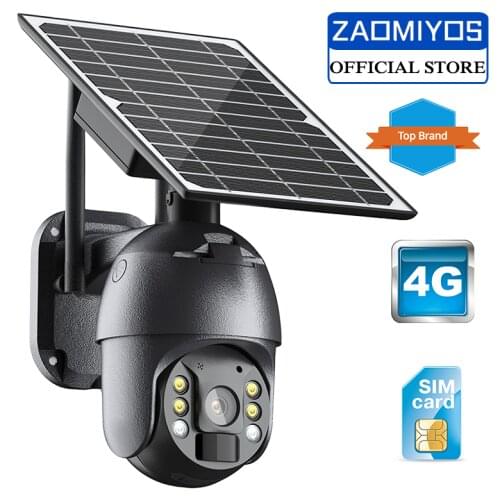 Newest 4G/WIFI Internet Solar Battery PTZ Camera 1080P Outdoor Waterproof PIR Alarm Motion Detection Remote Control CCTV Camera
