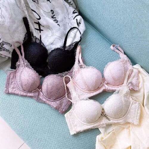 Sexy Lingerie Set Full Lace Women Panties Underwear Push Up Thicken Cotton Small Brassiere Fashion Soft Bra Sets Sleepwear