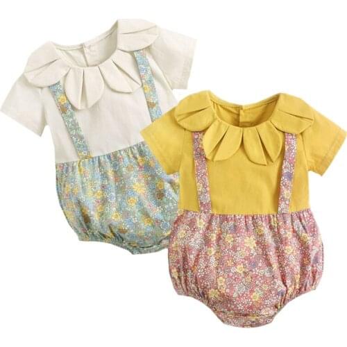 Summer Newborn Baby Girls Clothes Toddler Baby Girl Cotton Short Sleeve Flower Romper Infant Baby Girls Jumpsuit