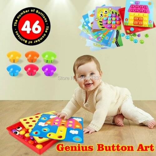 DIY Button Art Color Matching Mosaic Pegboard Mushroom Nail Jigsaw Early Puzzles Toys Learning Educational Toys for Children