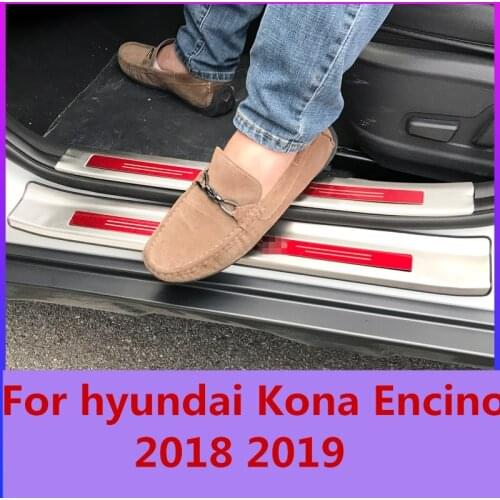 Stainless steel welcome pedal refires door sill strip parts Car accessories For Hyundai Kona 2015-2020