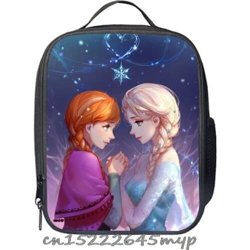 Autumn Cooler Lunch Box Portable Insulated Frozen Elsa Canvas Lunch Bag Thermal Food Picnic Lunch Bags For Women Kids Disney