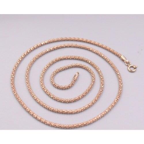 AU750 Pure 18K Rose Gold Necklace 2mm Lantern Popcorn Chain Necklace 4.8-5g / 20inch For Men Women