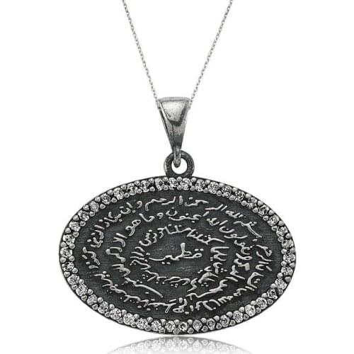 Silverlina Silver Oval Cubic Zirconia Kıtmir Necklace