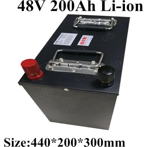 Rechargeable waterproof 48V 200AH Li-ion with BMS for scooter bike EV inverter Solar energy storage + 20A charger