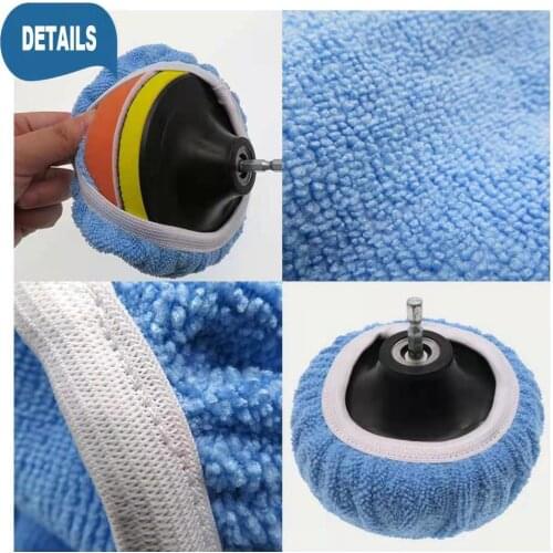 Car Cleaning Towel Blue Microfiber Polishing Bonnet Buffing Pad Cover Car Accessories Cleaning Tools Washiing Towels