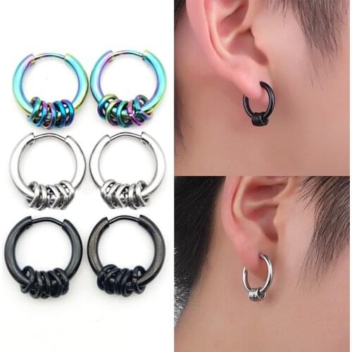 1PC New Non Piercing Trendy 8-20mm Hoop Punk Women Men Fake Earring Ear Clip Titanium Steel Ear Stud Personality Jewelry Gift