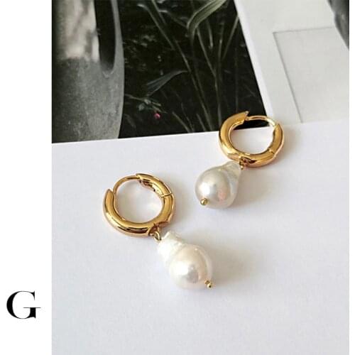 GHIDBK Baroque Freshwater Pearl Hoop Earrings Bohemian Irregular Pearl Ring Earring Wholesale Minimalist Hoops aros de moda 2019