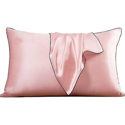 2Pc Silk Pillow Case Mulberry Pillowcase Cover Square Comfortable Pillow Cover for Bed Throw Single Pink Pillow Covers