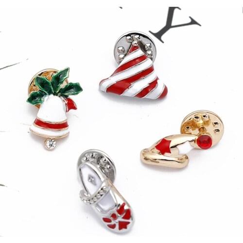 Cute Alloy Christmas Xmas Tree Santa Claus Stocking Hat Brooch Pin Jewelry Gift