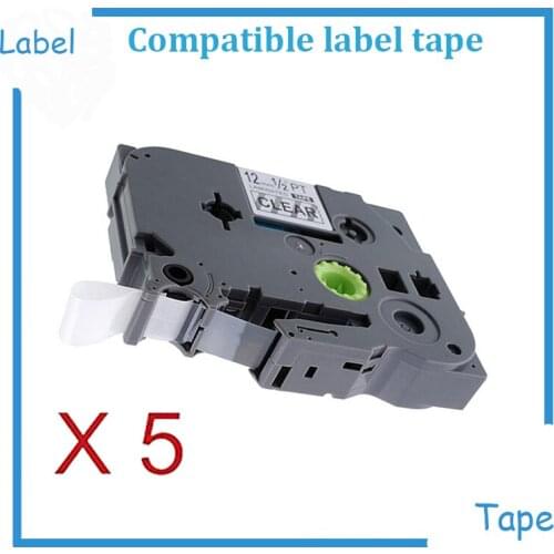 5PK Compatible tz label tape tze131 tz131 for P-touch labeller 0.47" 26.2ft 12mm 8M