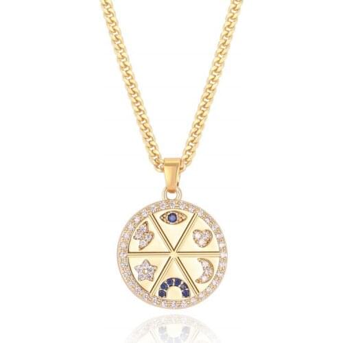 Cross-border exclusive Amazon Star Moon Sun necklace eye necklace round coin pendant necklace collarbone chain
