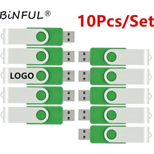 Binfu Usb Flash Drive 10pcs/Pack 512mb 1gb 2gb 4gb 8gb 16gb 32gb 64gb Pendrive Metal Swivel Memory Stick Thumb Drives Gifts