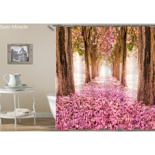 Fallen flower forest cheerful Bathing waterproof Bathroom colorful Shower curtain