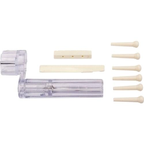 Acoustic Guitar Parts String Winder+Slotted Saddle Nut+Bridge End Pins Pegs