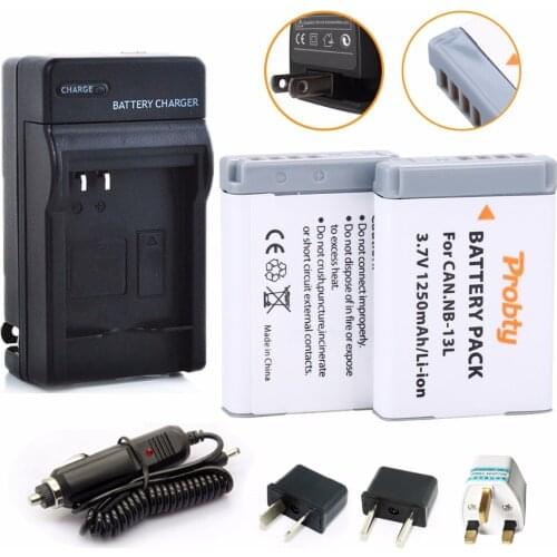 2Pcs Probty NB-13L NB 13L Battery + Charger for Canon PowerShot G5X G7X G9X G7 X Mark II G9X Mark II SX620 HS SX720 HS Camera